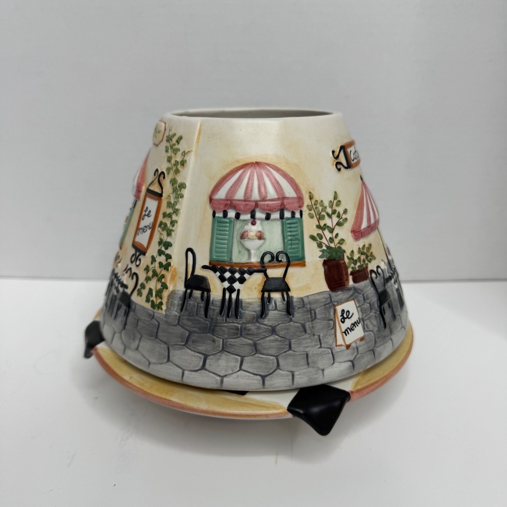 Yankee Candle La Creme French Cafe Bistro Ceramic Jar Shade and Tray Set Multi
